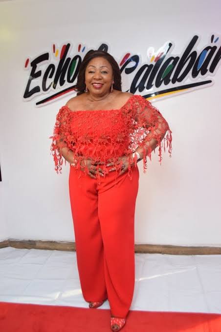 Senator Florence Ita-Giwa in red at an Echoes of Calabar event