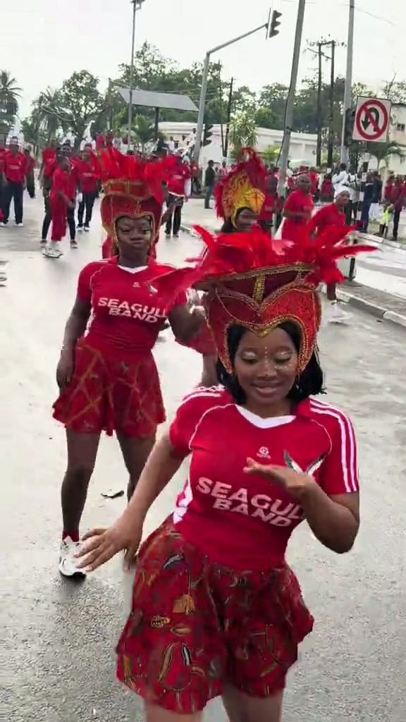 Seagull Band dancers on the route at the Carnival dry run