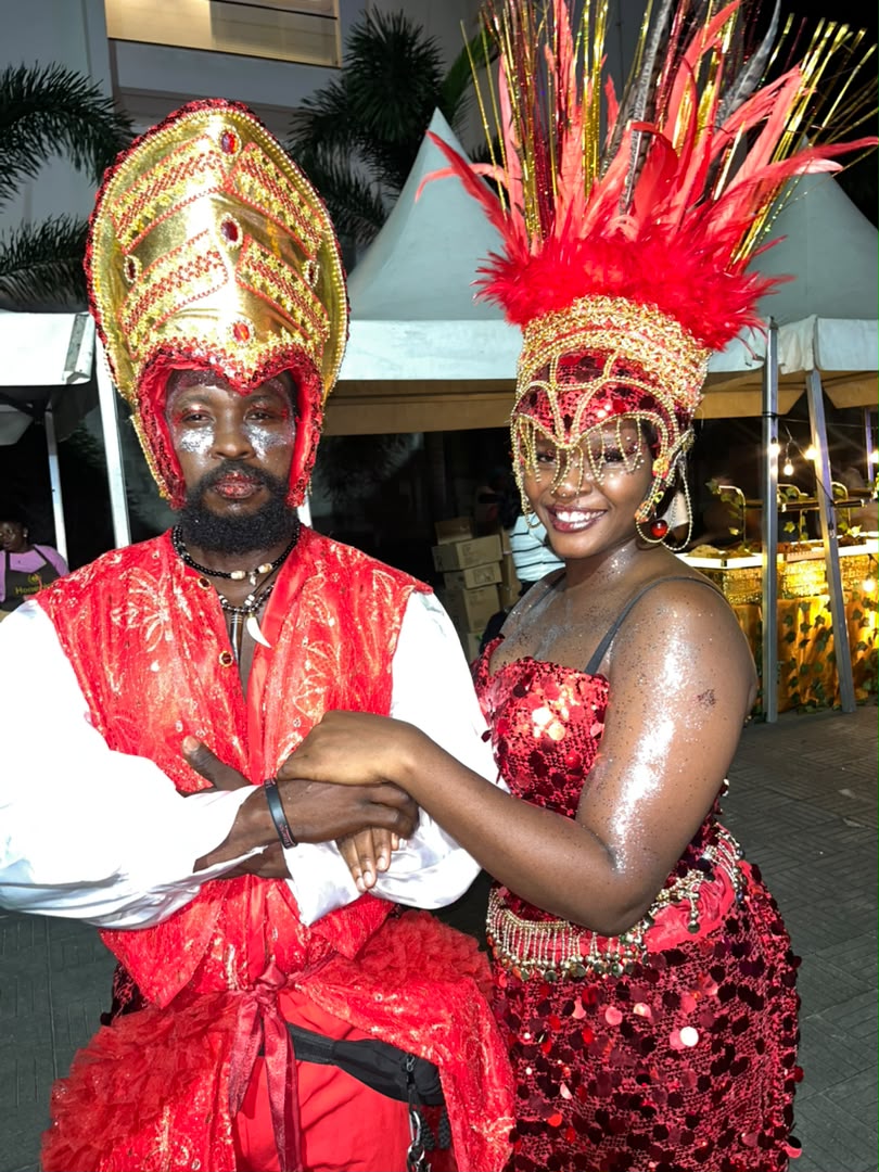 Seagull Band King and Queen in red and gold at BIPORAL in Banana Island